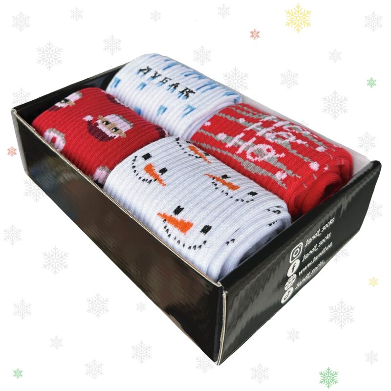 Різдвяний набір від 1and1 з 4 пар утеплених шкарпеток White and Red на сайті 1and1 socks