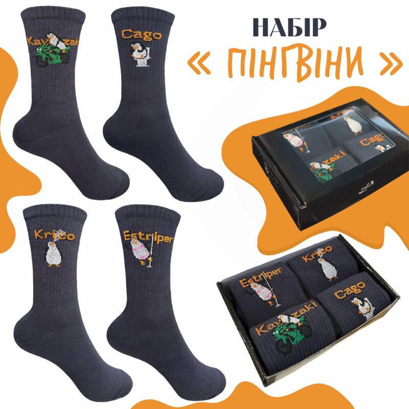 Набір ПІНГВІНИ від 1and1 з 4 пар шкарпеток на сайті 1and1 socks